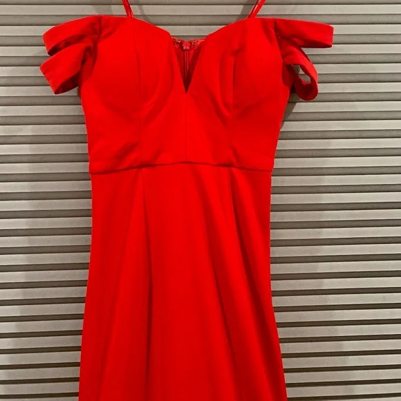 Bariano | Dresses | Bariano Off The Shoulder Red Gown | Poshmark